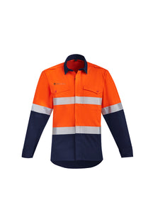 Syzmik Mens Orange Flame HRC 2 Hoop Taped Open Front Spliced Shirt ZW140