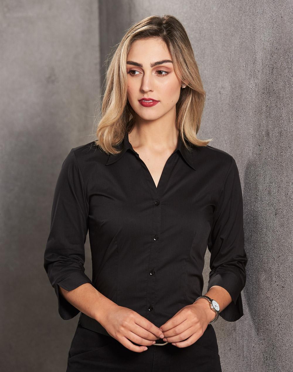 Benchmark BS07Q Women's Teflon Executive 3/4 Sleeve Shirt