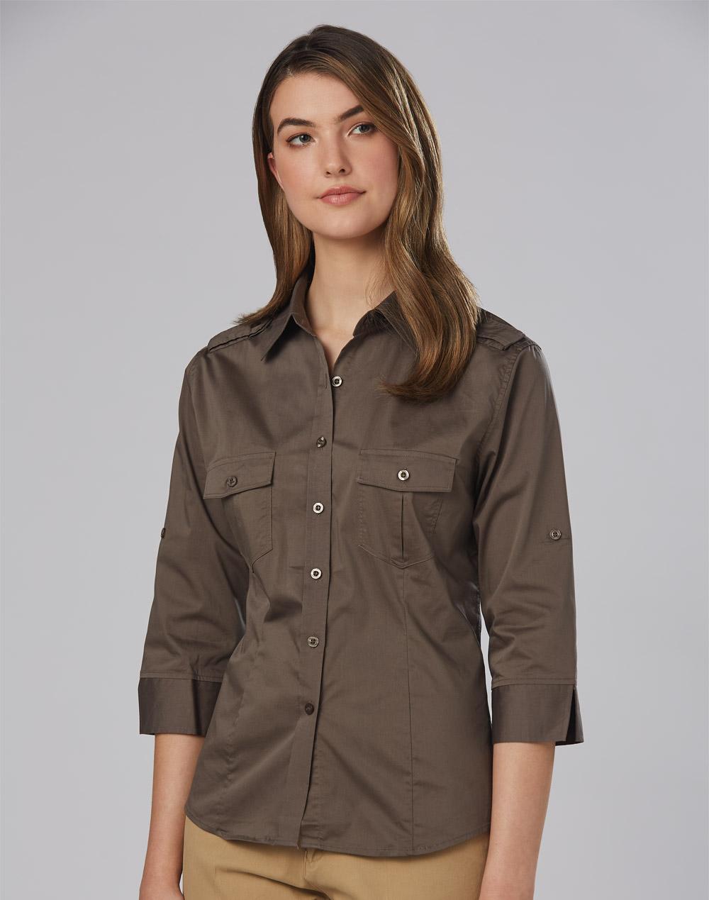 Benchmark M8913 Women's 3/4 Sleeve Military Shirt