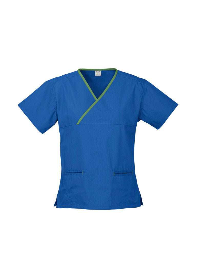 Biz care Womens Contrast Crossover Scrub Top H10722