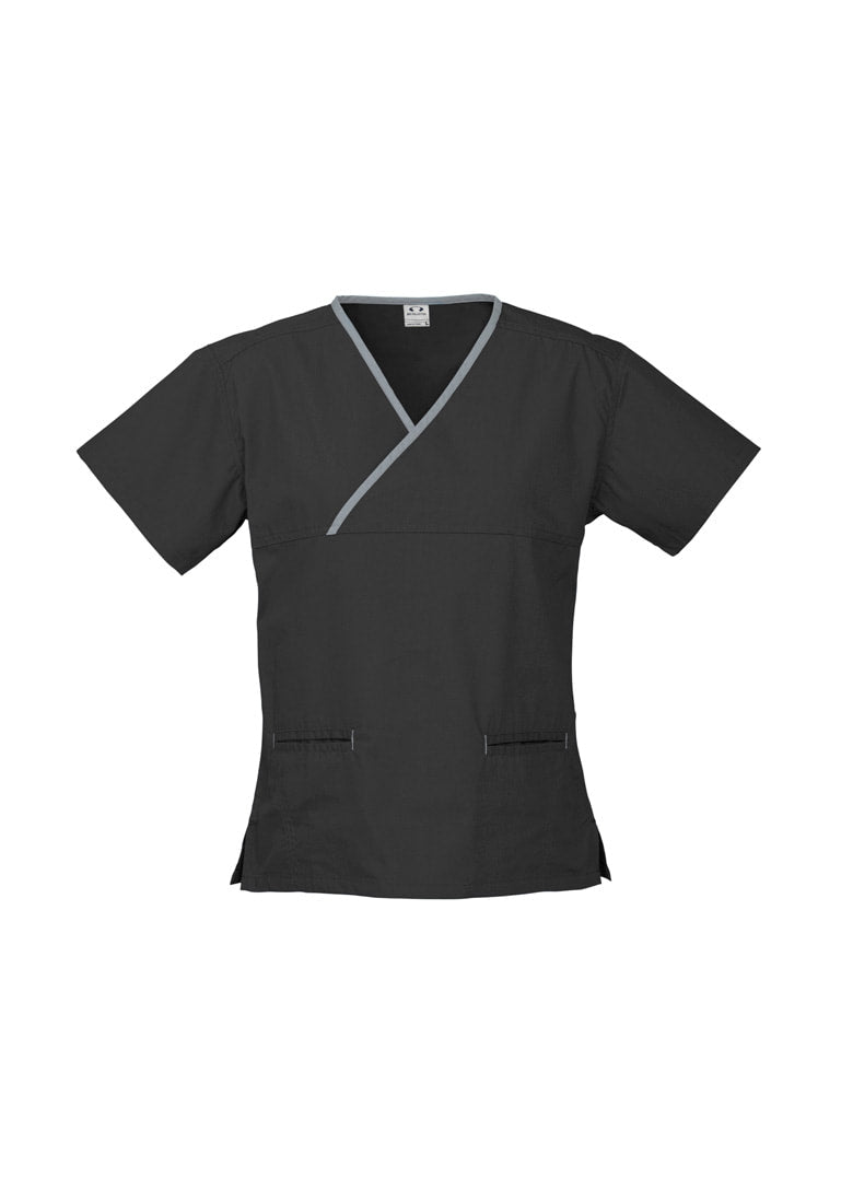Biz care Womens Contrast Crossover Scrub Top H10722