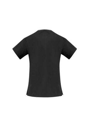 Biz care Womens Contrast Crossover Scrub Top H10722