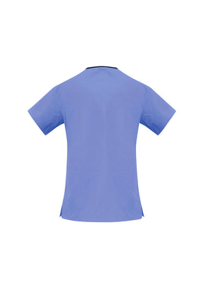 Biz care Womens Contrast Crossover Scrub Top H10722