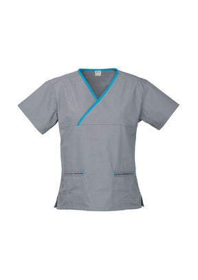 Biz care Womens Contrast Crossover Scrub Top H10722