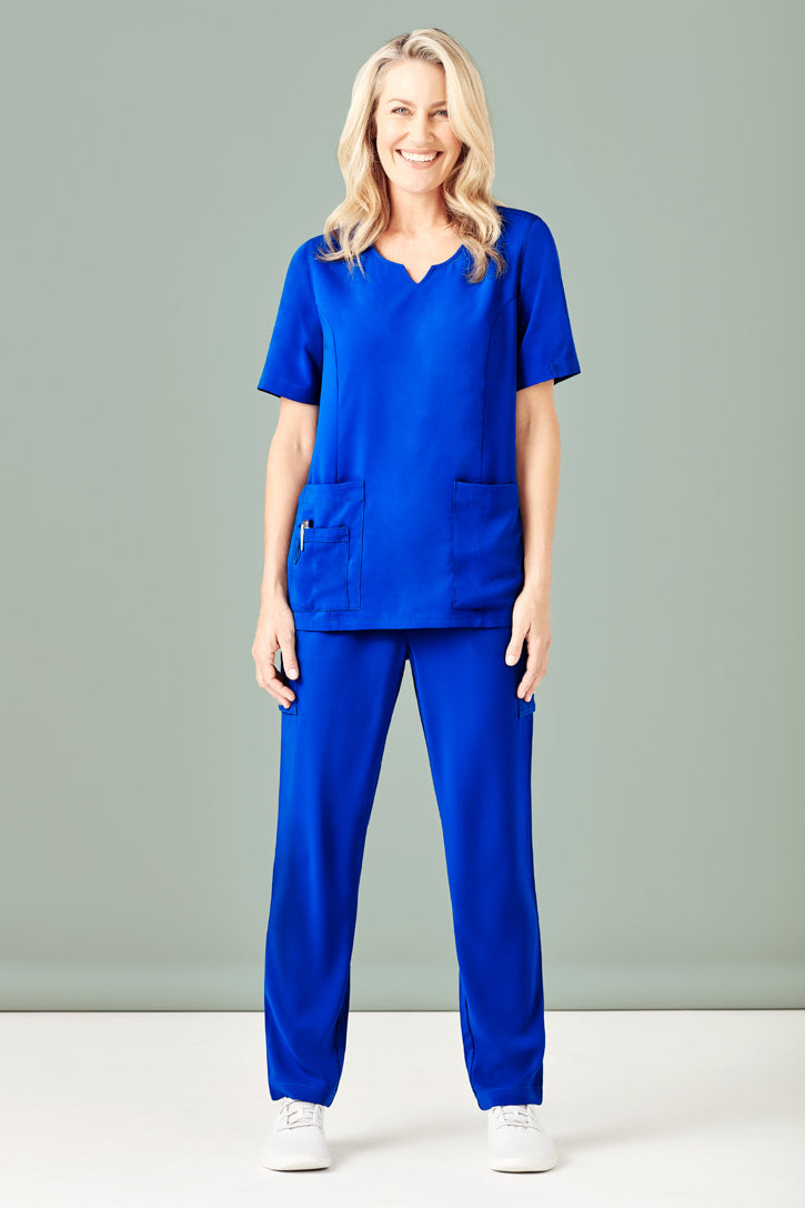 Biz Care Womens Avery Tailored Fit Round Neck Scrub Top CST942LS