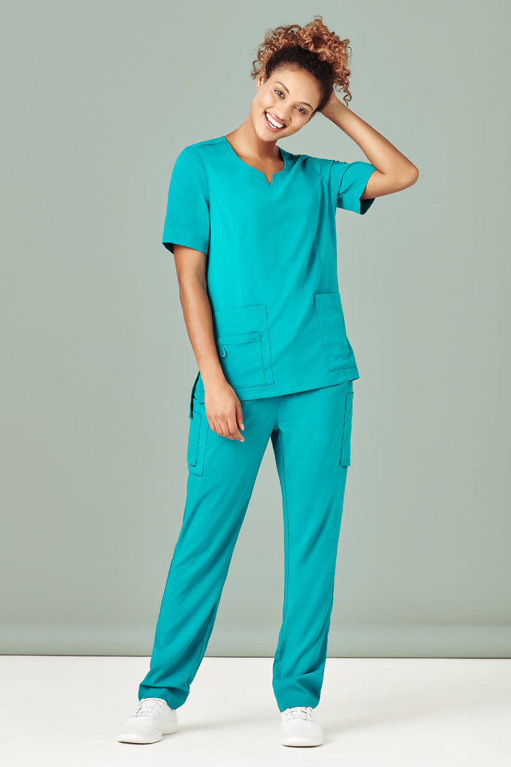 Biz Care Womens Avery Tailored Fit Round Neck Scrub Top CST942LS