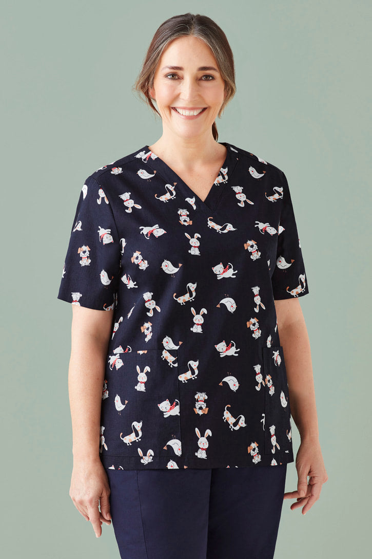 BIZ CARE WOMENS BEST FRIENDS SCRUB TOP CST147LS